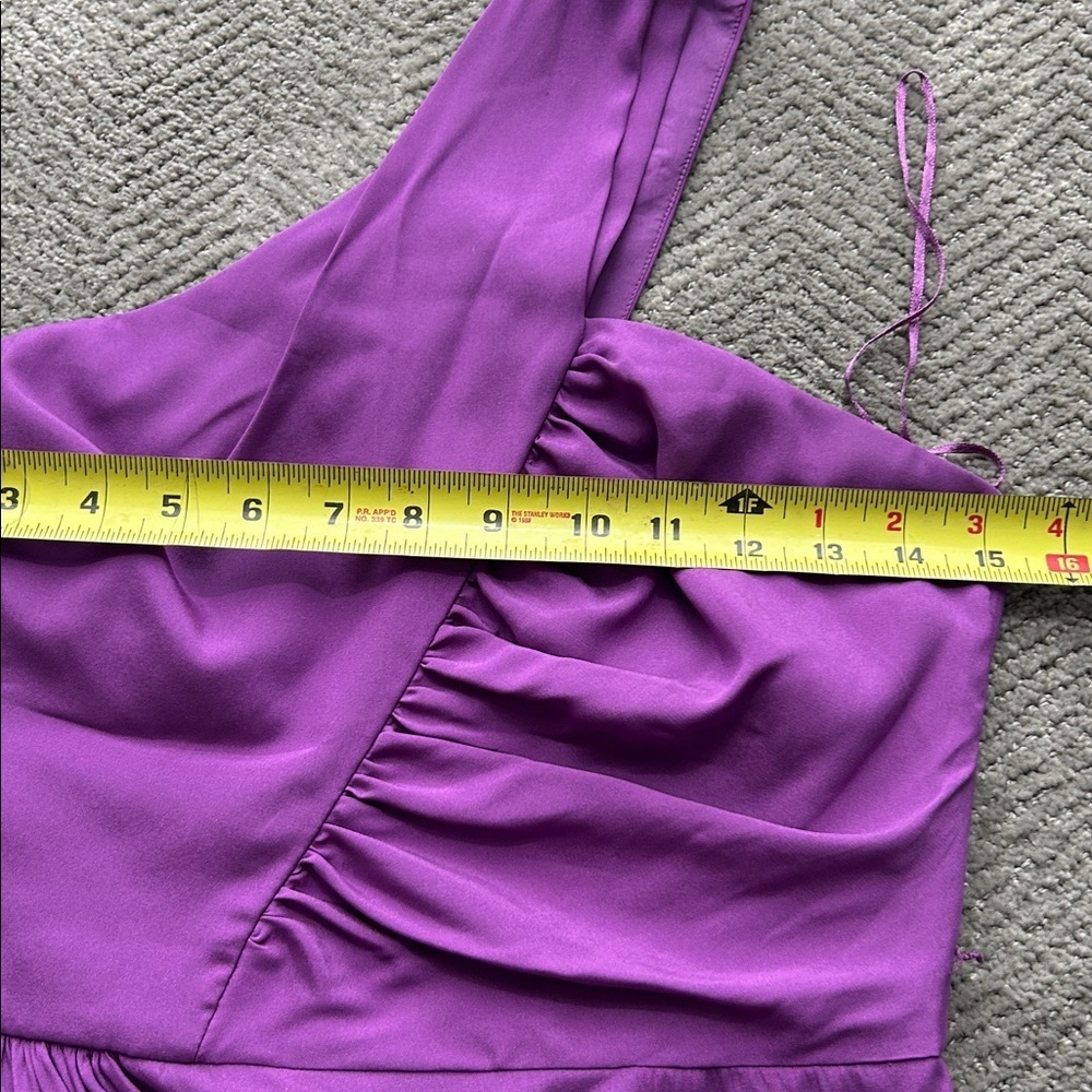 Trina Turk LaRoux Violet Purple Silk One Shoulder Mini Sheath Dress Ruffle 6 - Picture 12 of 15